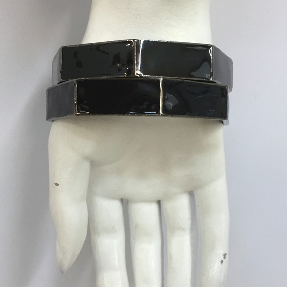 Paige Novick Set 2 Bangle Bracelets Black Enamel‎ - Picture 4 of 6